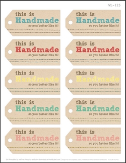 FREE PRINTABLE Handmade for You with Love Craft Tags  Free printable  crafts, Labels printables free, Free printable handmade labels