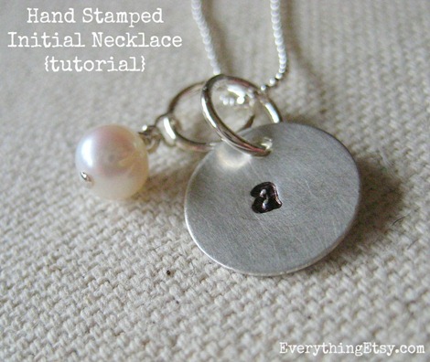 Medium Hand-Stamped Initial Necklace