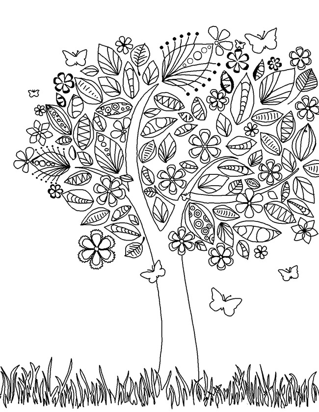 Trees Coloring Pages For Adults 1