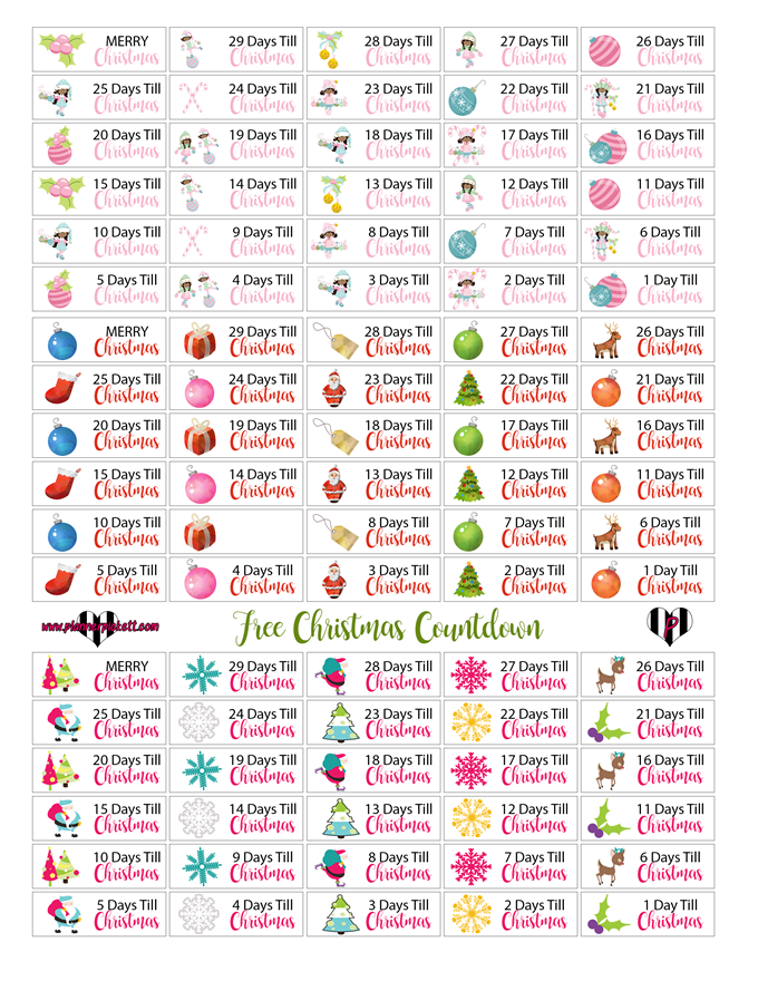 Christmas Printable Planner Stickers for Christmas, mint, red