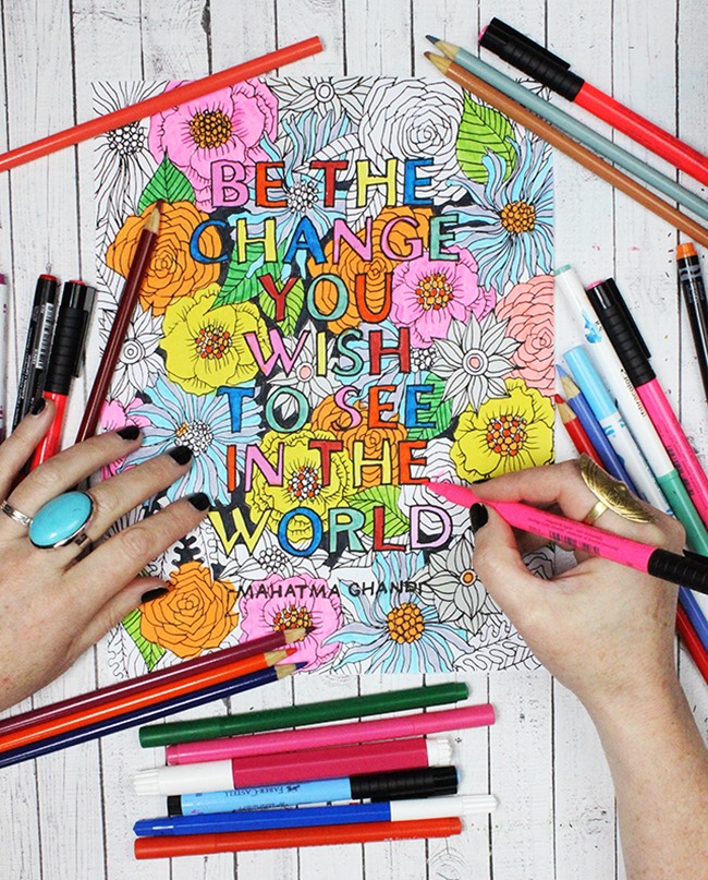 12 pages de coloriage de citations inspirantes pour les adultes -. Be the Change