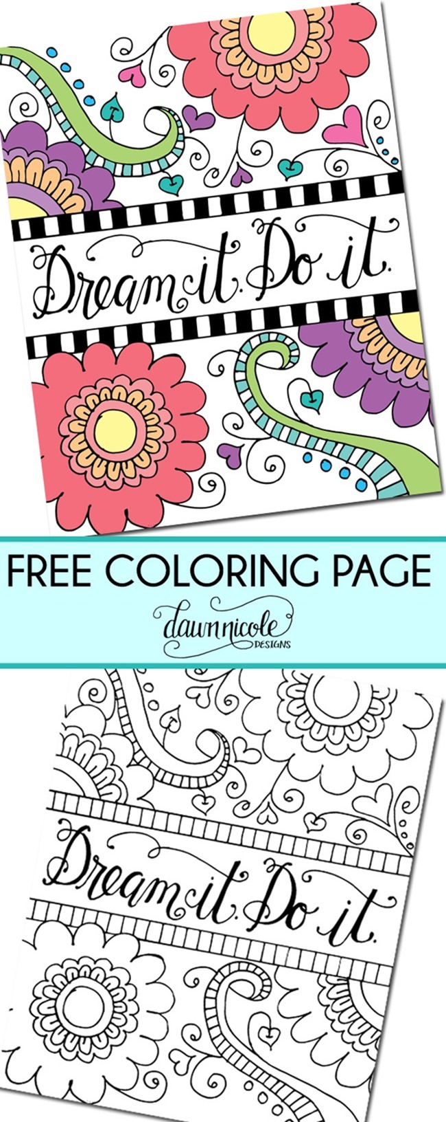 12 Inspiring Quote Coloring Pages for Adults - （大人のための12の感動的な言葉のぬりえページ。 Dream It