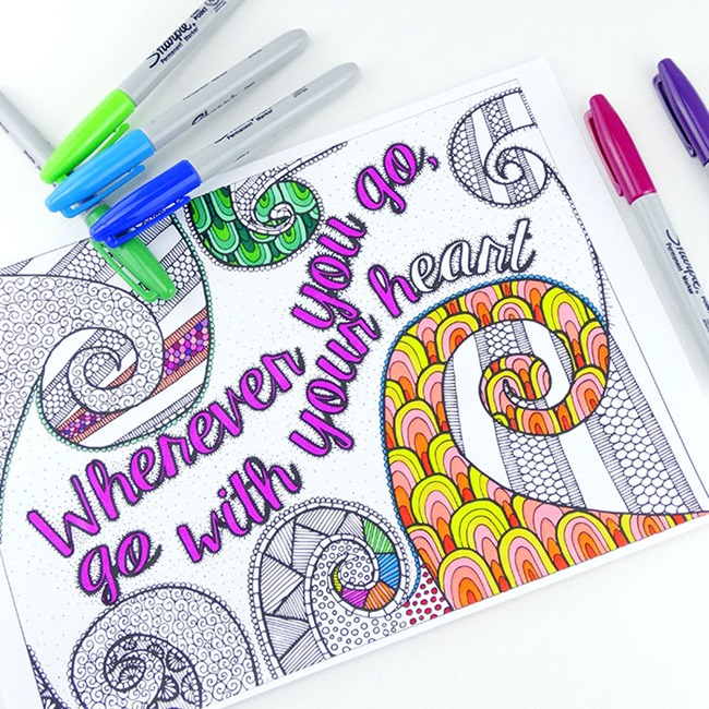 12 citas inspiradoras para colorear para adultos - Wherever You Go